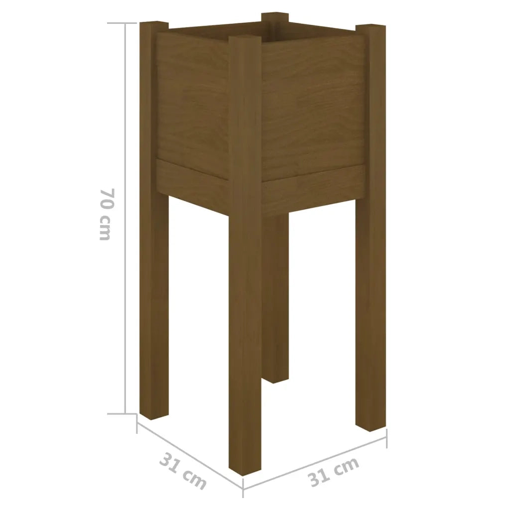 Fioriera | Cassetta per fiori | Vaso Giardino Marrone Ambra 31x31x70 cm Legno Massello Pino
