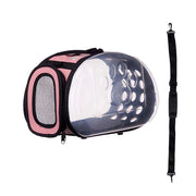Trasportino per cane gatto Trasparente con Maniglia Tracolla 37x17 H22cm Rosa