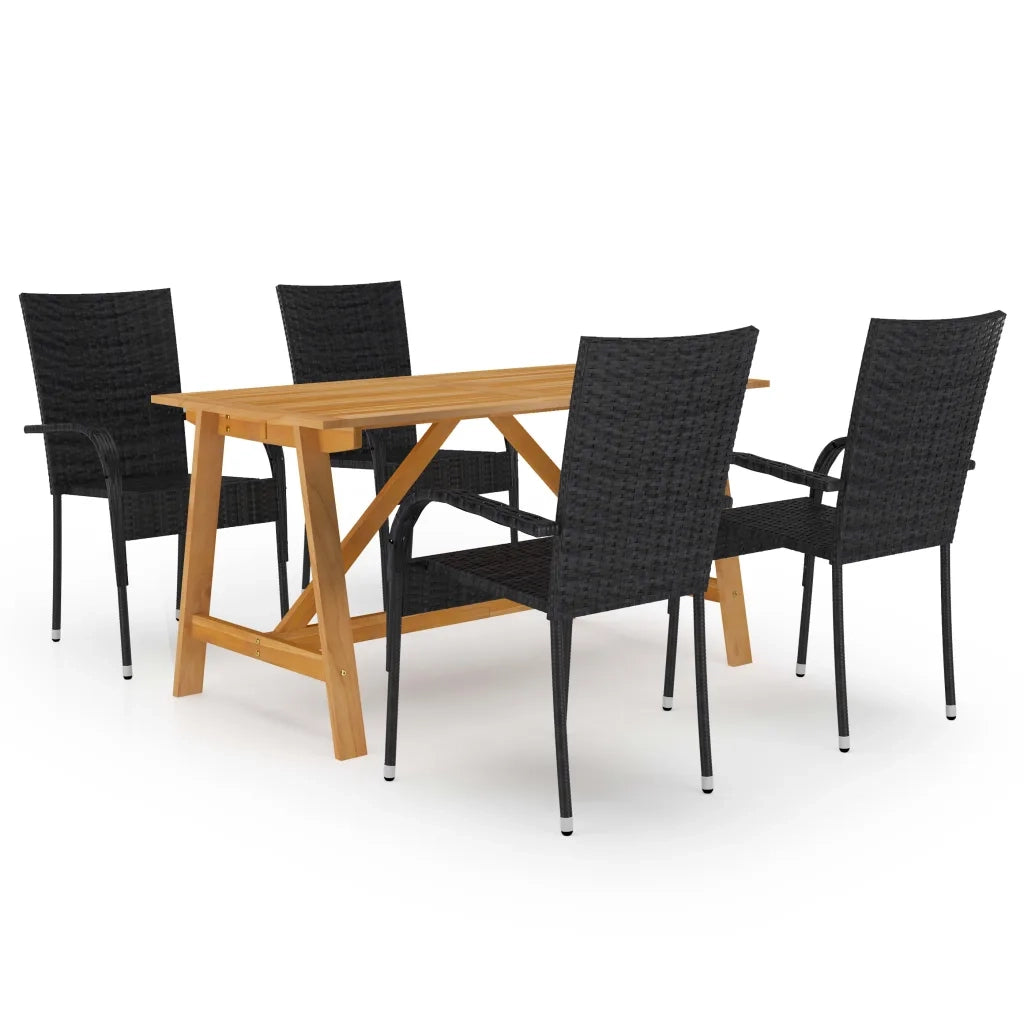 Set Mobili da Pranzo per Giardino 5 pz Nero cod mxl 42202