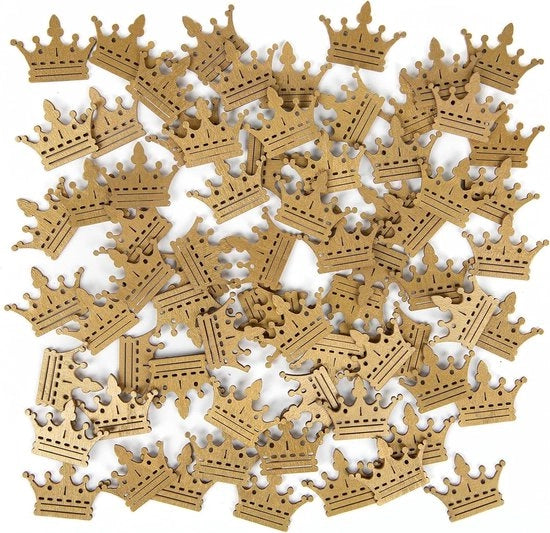 70 mini corone di legno - oro - decorazione da tavola per compleanni Natale feste - 4 cm decorazione da tavola per compleanni
