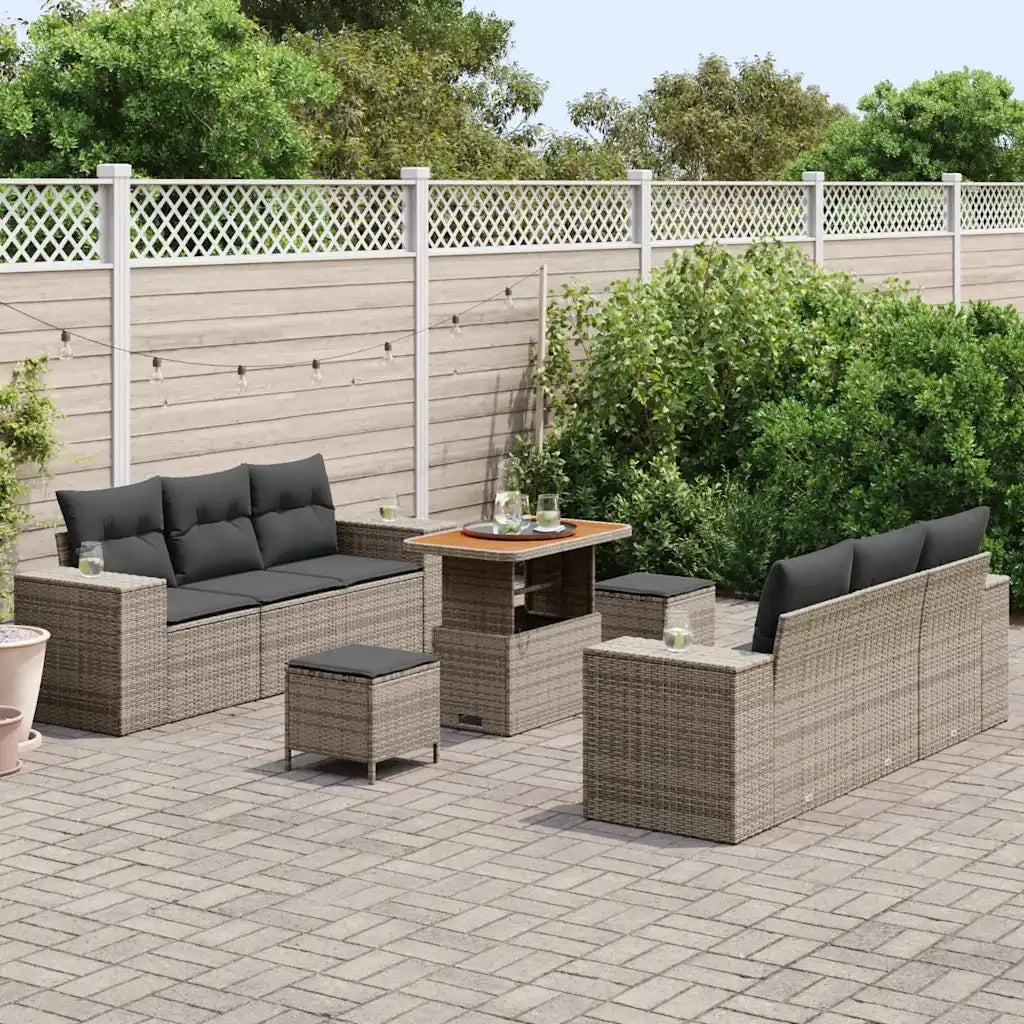Set Divano da Giardino 9 pcs Grigio Rattan in Polipropilene 3363913