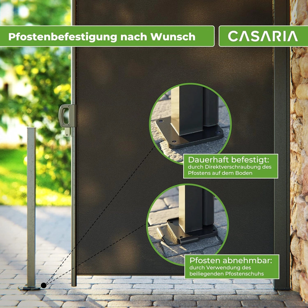 Tenda Parasole Laterale Nosara 180x300cm Estensibile Opaca Copertura Separe Privacy Frangivento Balcone