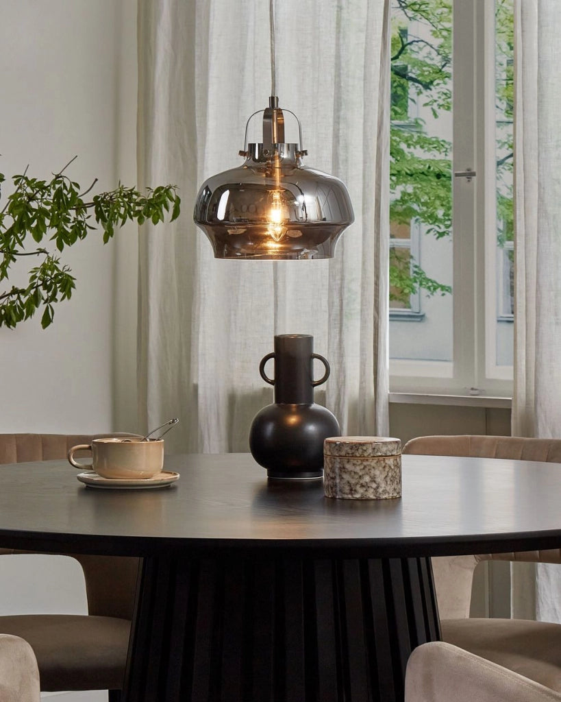 Lampada a Sospensione lampadario pendente Industriale in Vetro Fumé