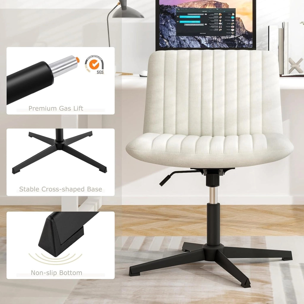 Sedia Ufficio Senza Braccioli, Sedia Ufficio Girevole a 360°, con Ampia Seduta e Oscillazione di 120°, Regolabile in Altezza, per Casa e Ufficio, 71 x 66 cm，3 Colori
