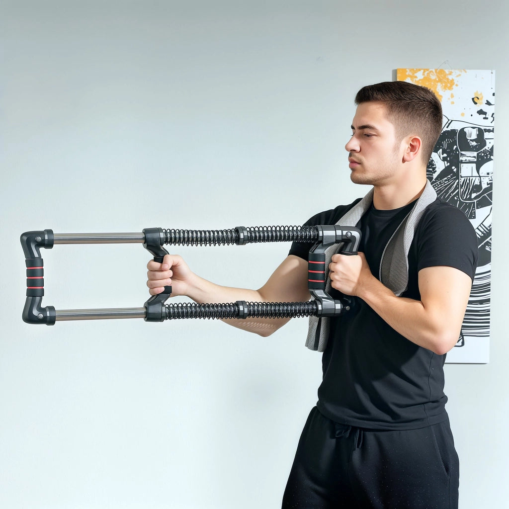 Power Twister Estensore per Pettorali a 4 Molle con Resistenza da 10 a 50 kg in Acciaio Inox Nero