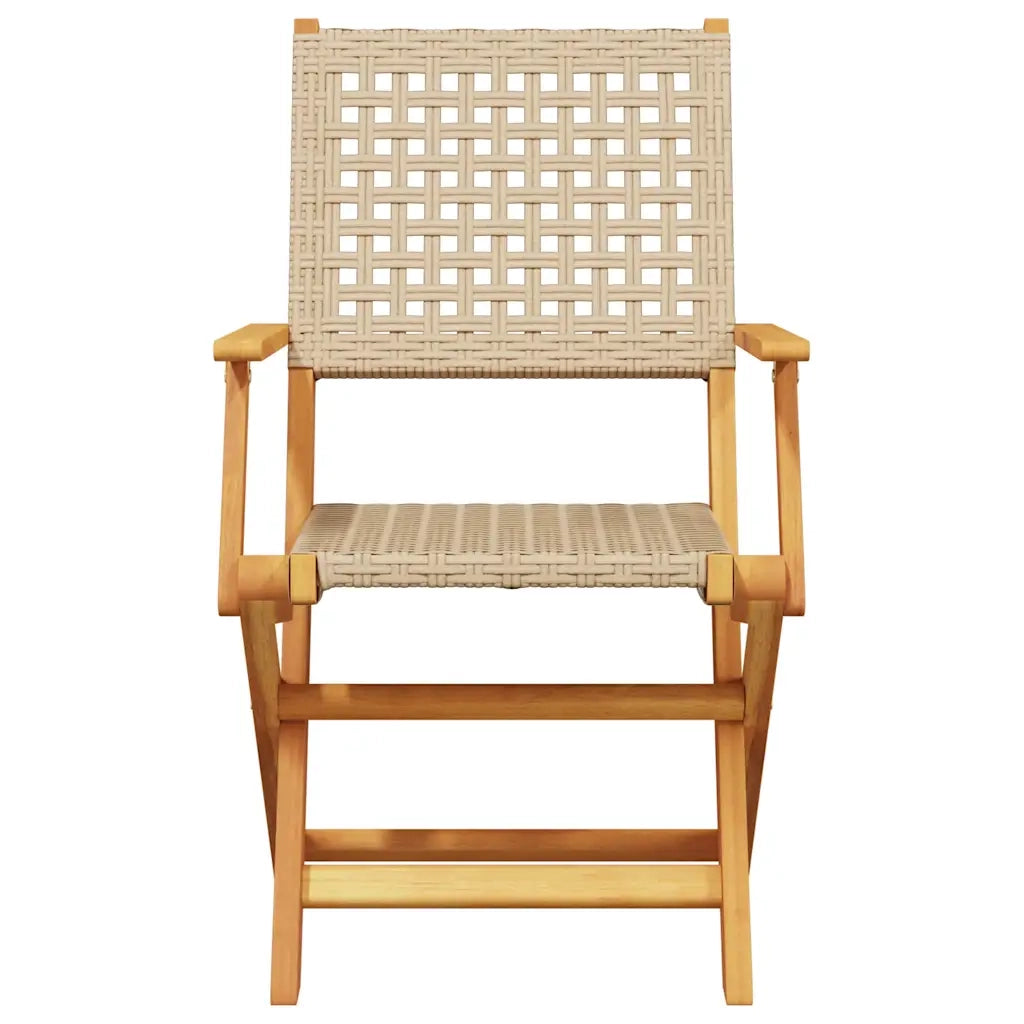 Set da Bistrot 3 pz Beige in Polyrattan e Legno Massello 3281792