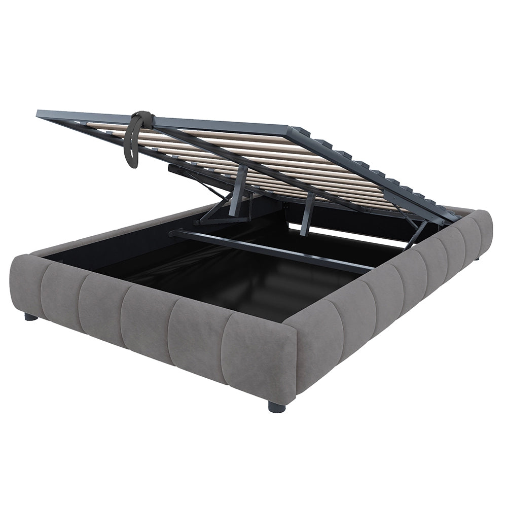Letto-Xylo-140x200 cm-LED, idraulico, sospeso, grigio