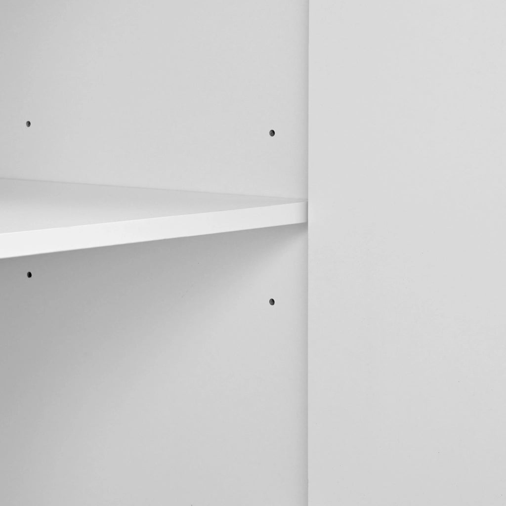 Credenza bianca effetto legno con ante e cassetti 135,5 cm
