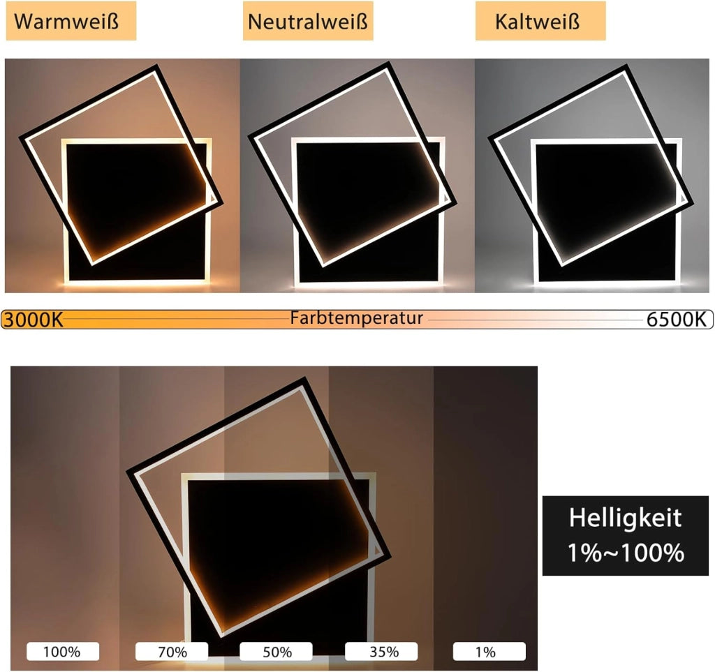 ZMH Lampada da soffitto plafoniera LED 44W nera dimmerabile telecomando moderna per soggiorno camera ufficio
