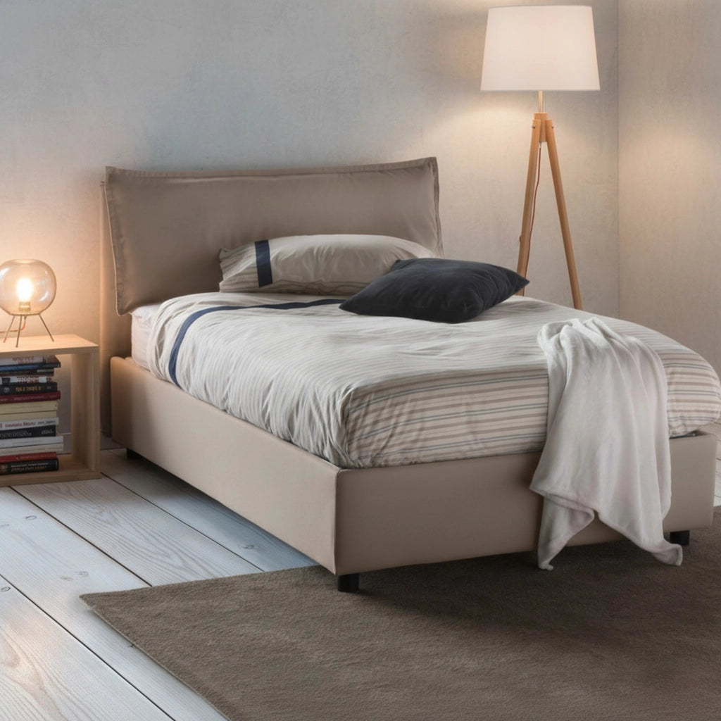 Asso, Letto Piazza e Mezza Sfoderabile Made in Italy, Grigio Tortora