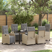 Set da Pranzo da Giardino 7 Pezzi Beige Rattan Polimerico