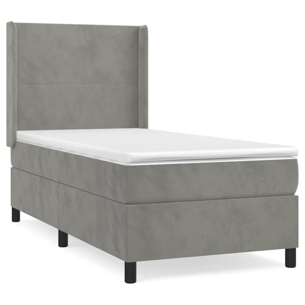 Giroletto a Molle con Materasso-Struttura Letto Grigio Chiaro 90x200 cm Velluto 898198