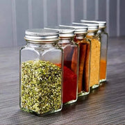 Set di contenitori per spezie, rettangolari, in vetro di alta qualità, con 12 pezzi, incluso strumento per spargere, cucchiaio e etichette per spezie, spazio per varie spezie, ordine per la cucina