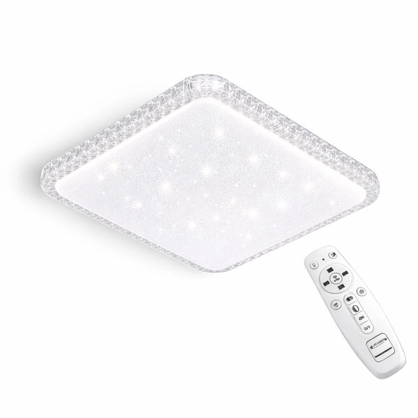 Plafoniera LED 58x58 cm 48W 3840LM Dimmerabile con Telecomando, Cambio Temperatura Colore, Soffitto Acrilico Effetto Cielo Stellato, IP20, Fascio 120°