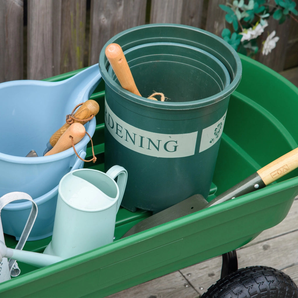 Carrello da Giardino con 4 Ruote ¨C Zephmum ¨C Verde Acciaio 108x52x100 cm