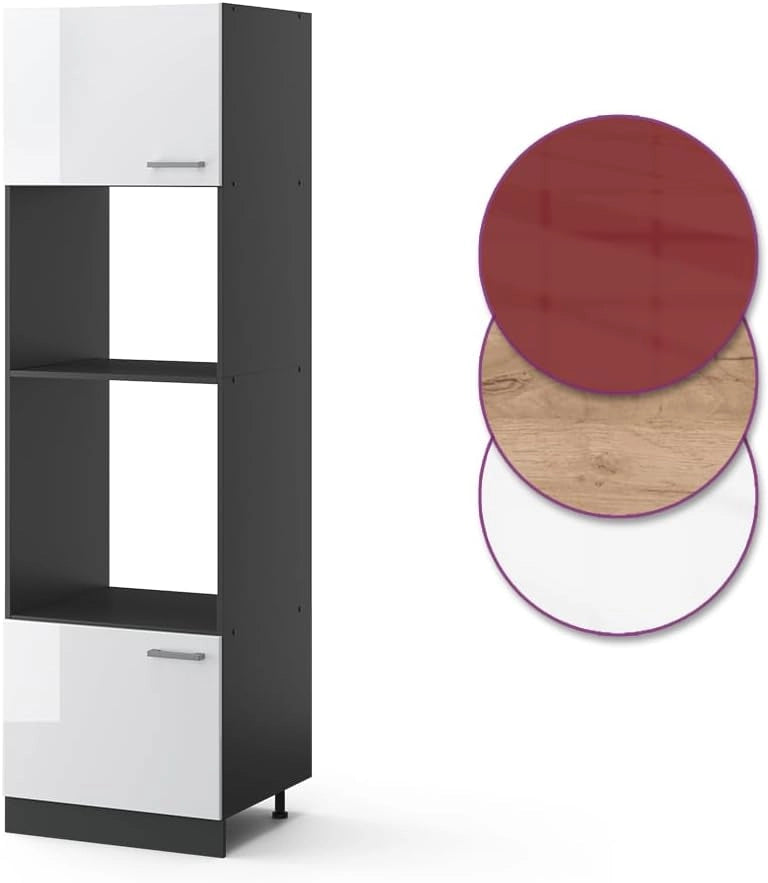 Mobile cucina microonde R-Line, Bianco lucido, 60 cm, per la libera combinazione all'interno di sistemi cucina modulari