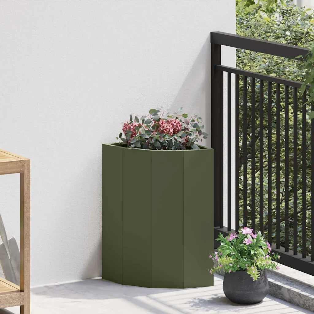 Vaso d'angolo Oliver verde 30 x 30 x 50 cm Acciaio 883678