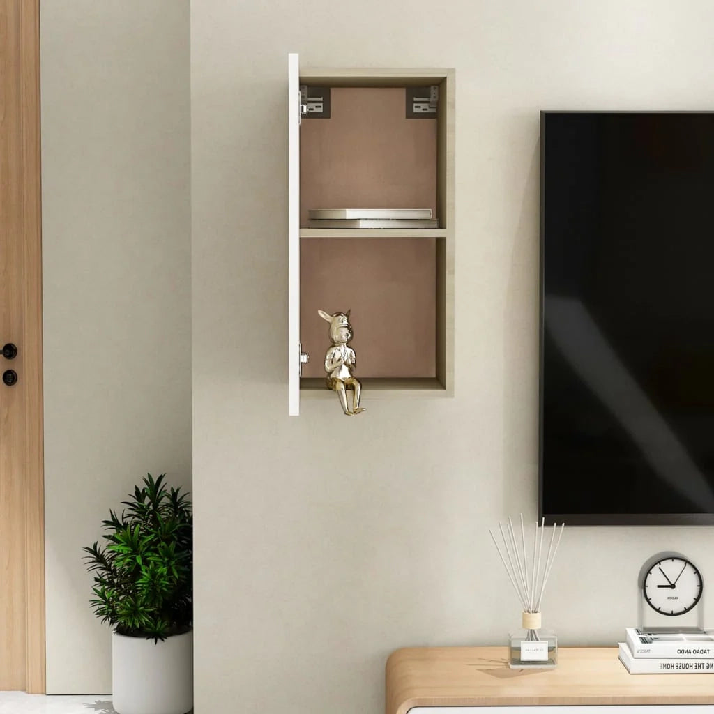 Mobile TV multimediale mensola TV credenza mobile TV sala da pranzo soggiorno camera da letto rovere Sonoma 30,5 x 30 x 60 cm legno ingegnerizzato bianco 02_0027607