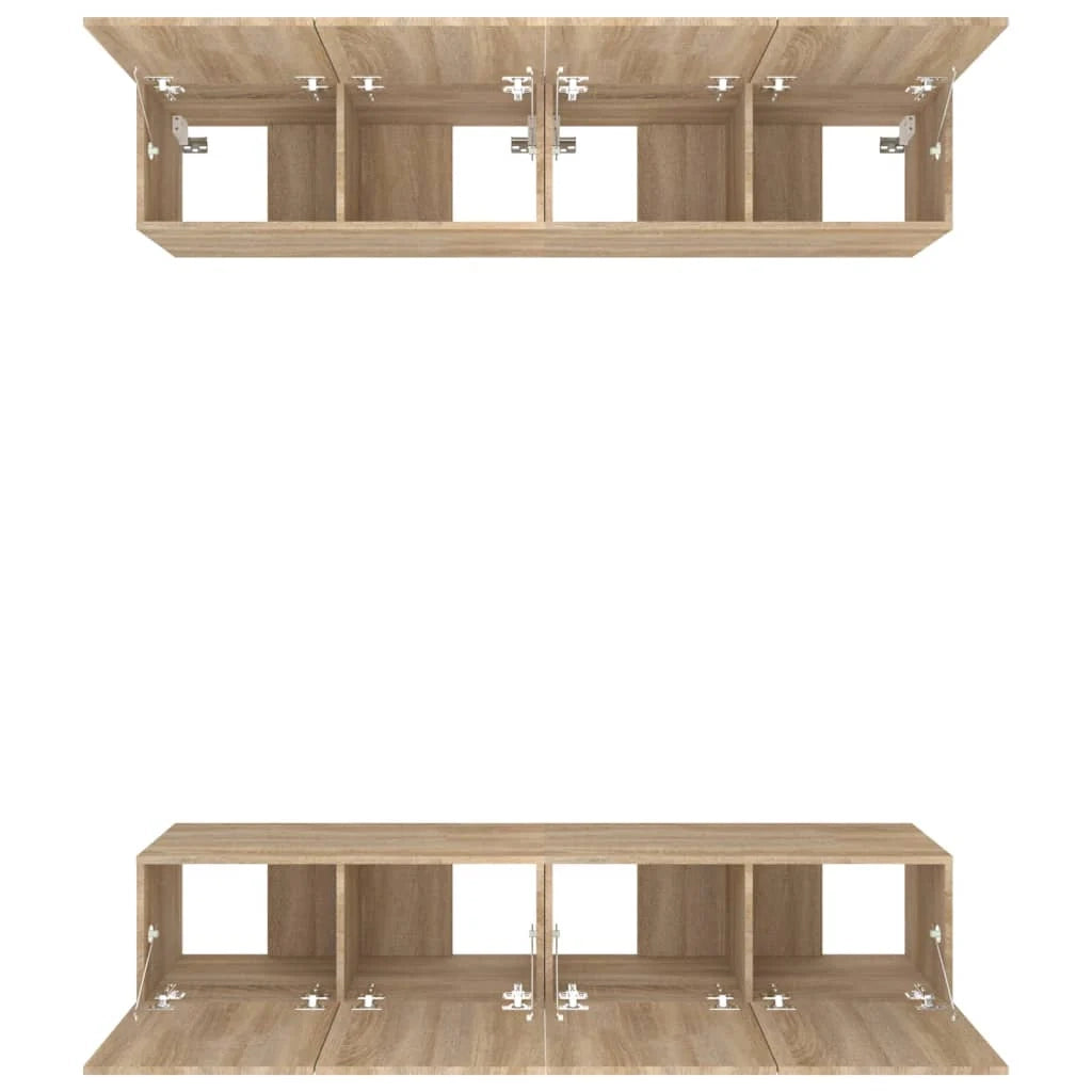 Mobile TV multimediale scaffale TV credenza mobile TV sala da pranzo soggiorno camera da letto 4 pezzi rovere Sonoma 80 x 30 x 30 cm legno ingegnerizzato marrone 02_0028757