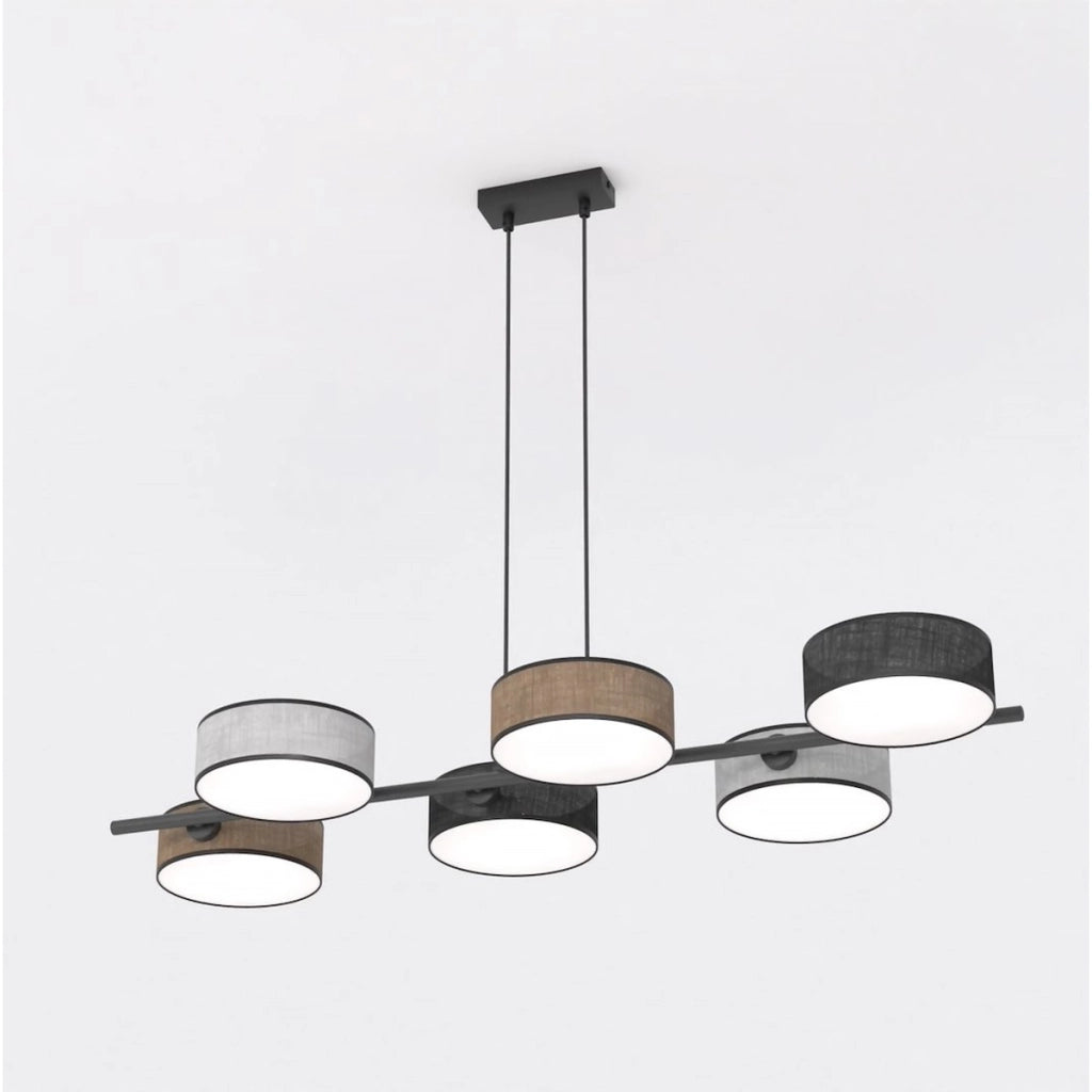 Lampada a sospensione DRUMZ 6 MIX1 in metallo e tessuto
