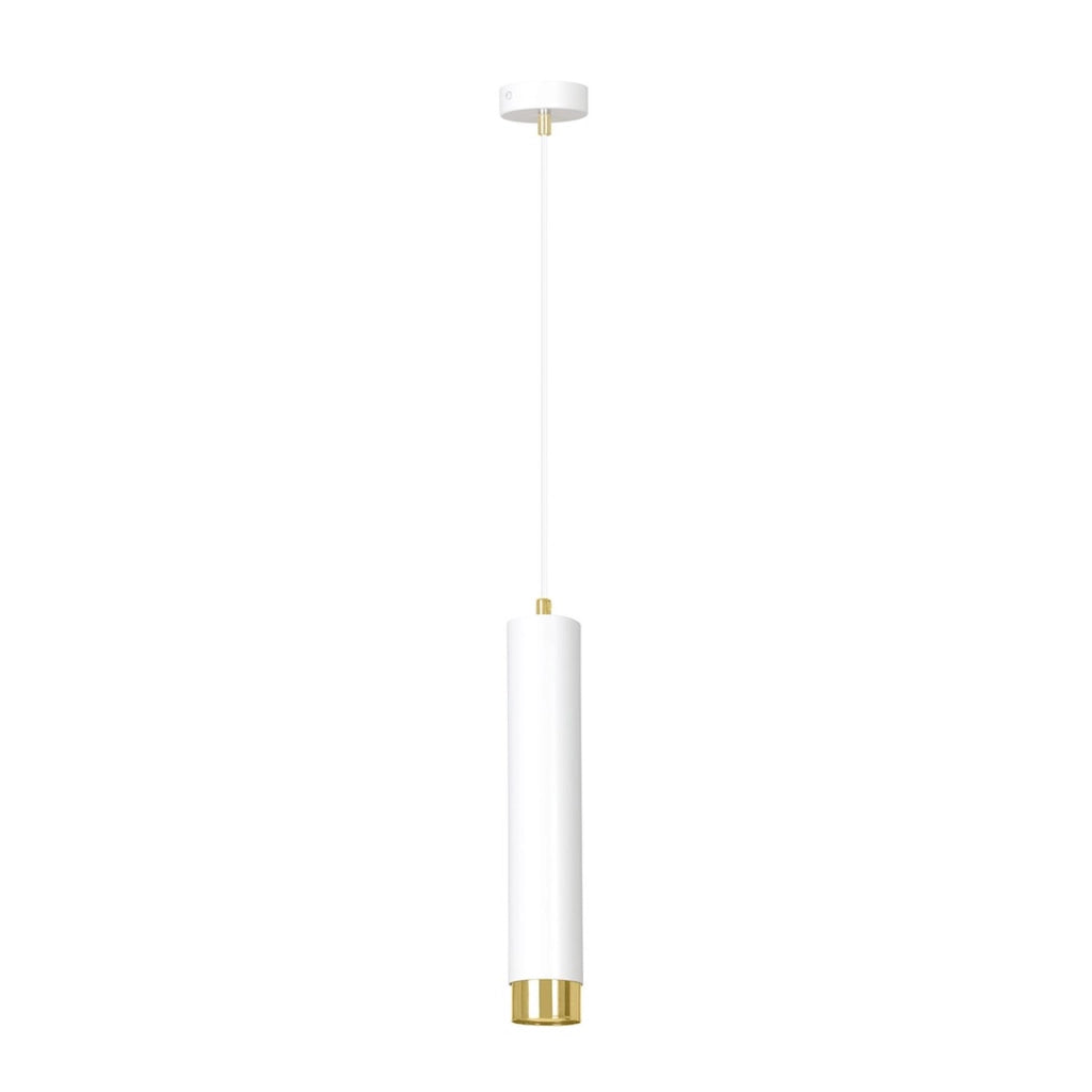 Lampada a sospensione Kibo in acciaio bianco e oro
