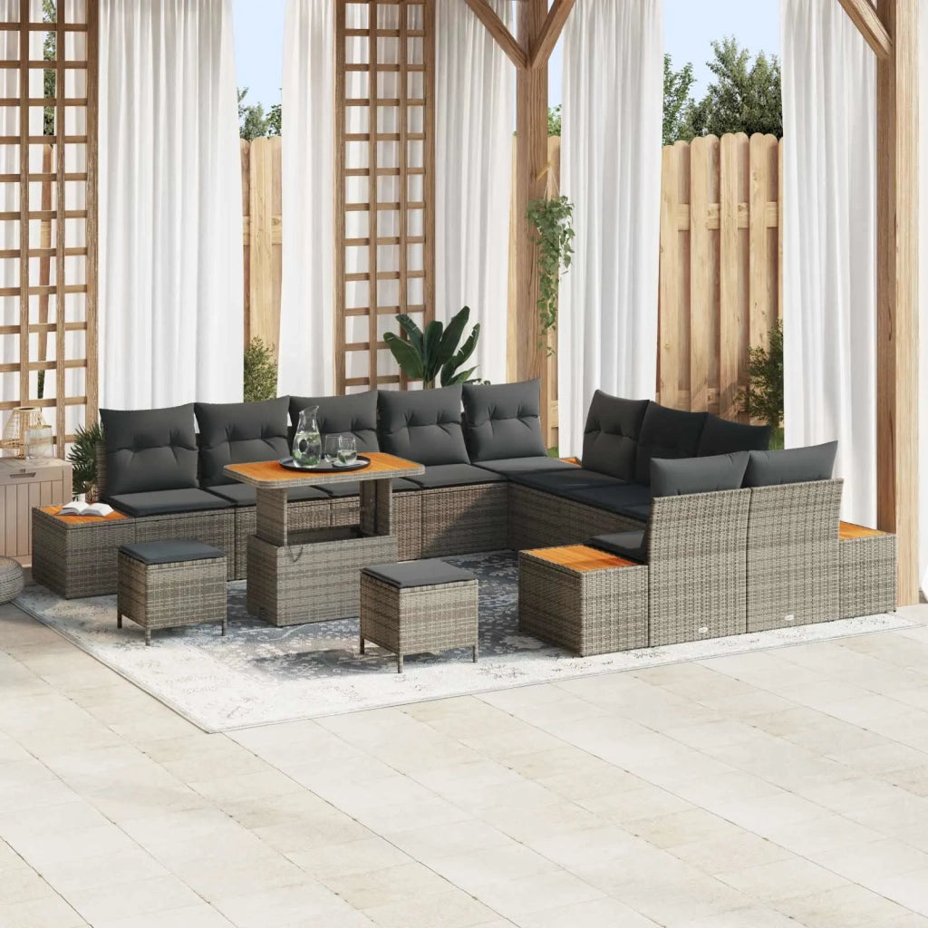 Set Divano da Giardino con cuscino 13 pcs Grigio 3363368