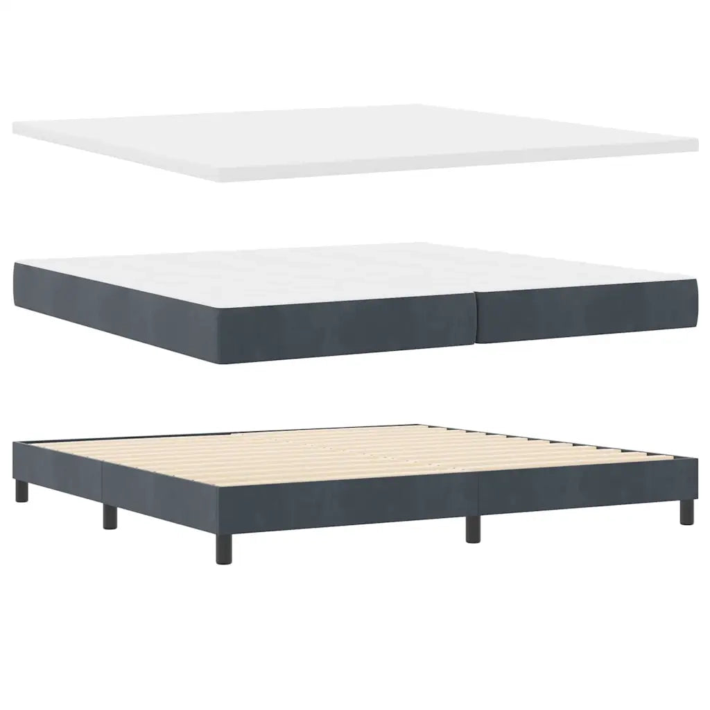 Letto a molle con testiera Grigio scuro 200 x 200 cm Velluto 3341487