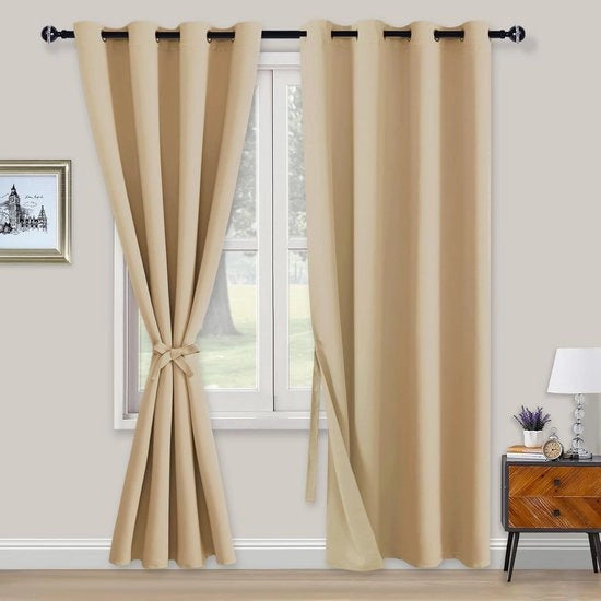 Tende di oscuramento con ancore - protezione termica - 2 pezzi - beige - 220 x 140 cm