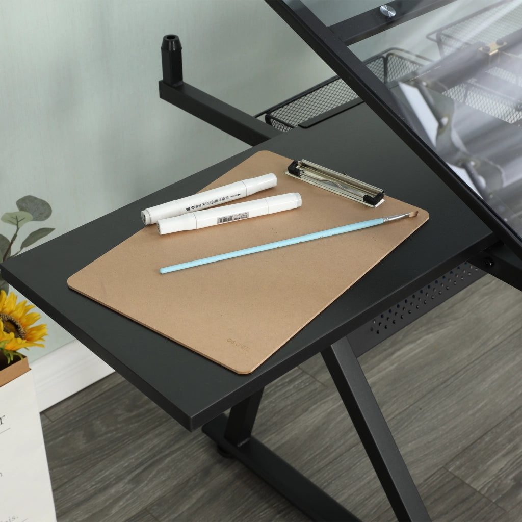Tavolo con piano inclinabile 0-75° in MDF e metallo nero