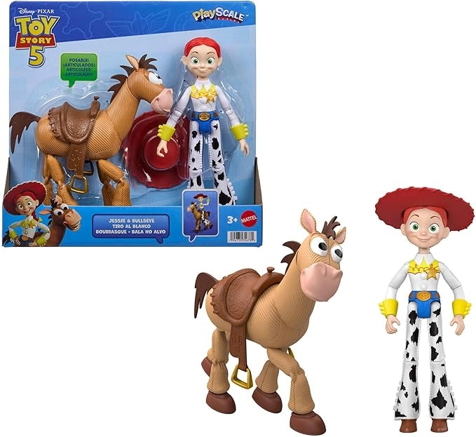 Disney Pixar Toy Story 5 - Jessie e Bullseye il Fedele Destriero, set da 2 action figures da 18cm, cappello da cowgirl r