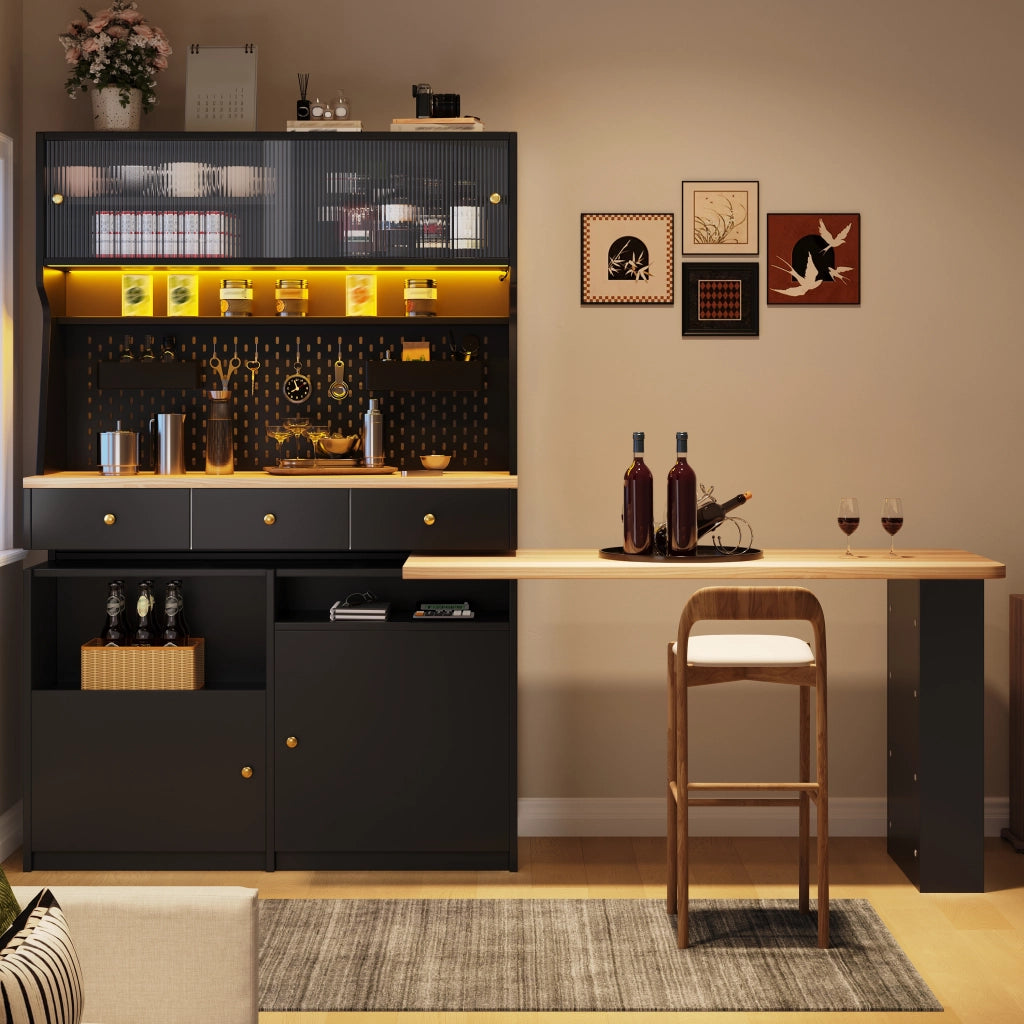 ARMADIO ALTO CON SCRIVANIA 137x74x177,7 cm MDF Vetro Nero