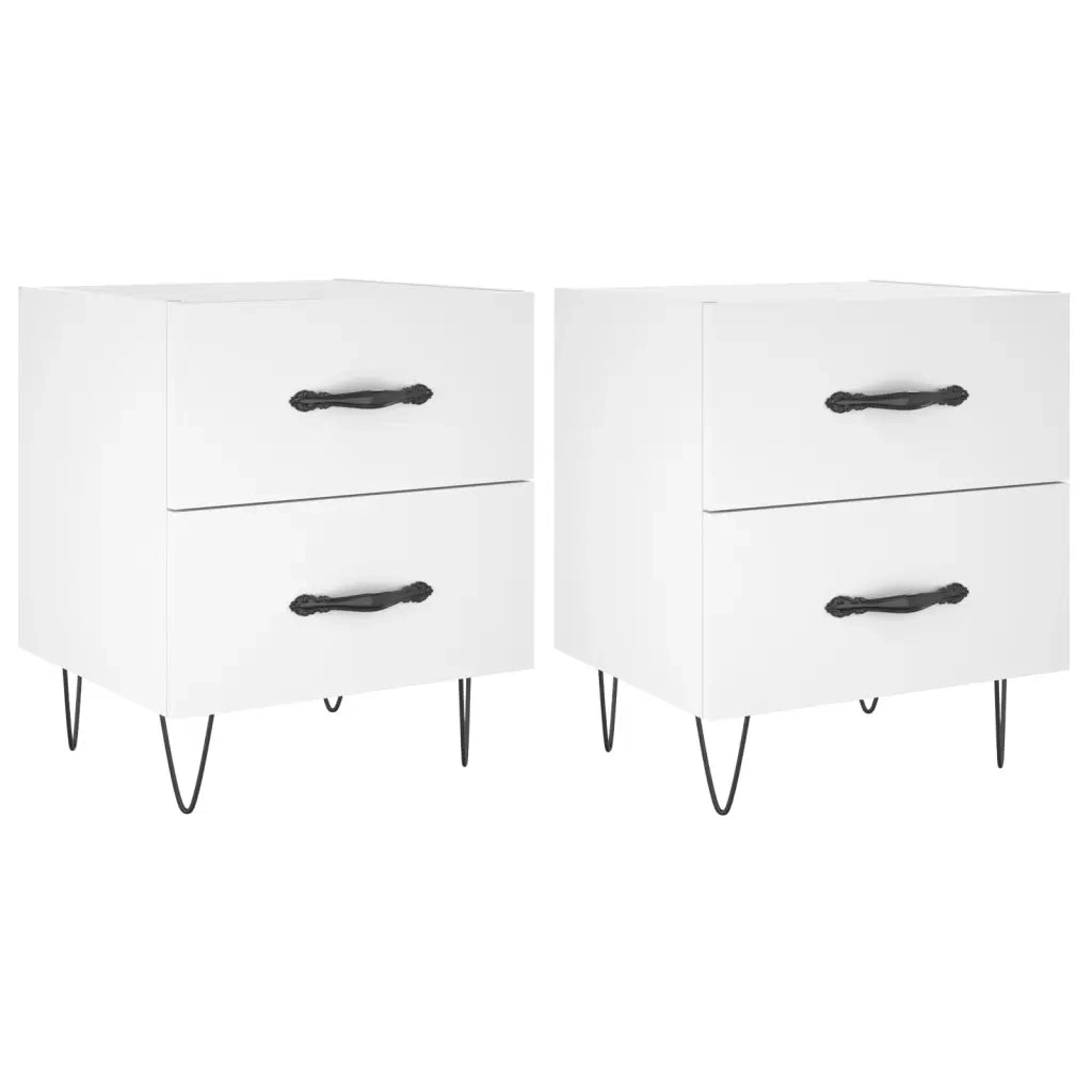 Comodini 2 pz Bianchi 40x35x47,5 cm in Legno Multistrato 827293