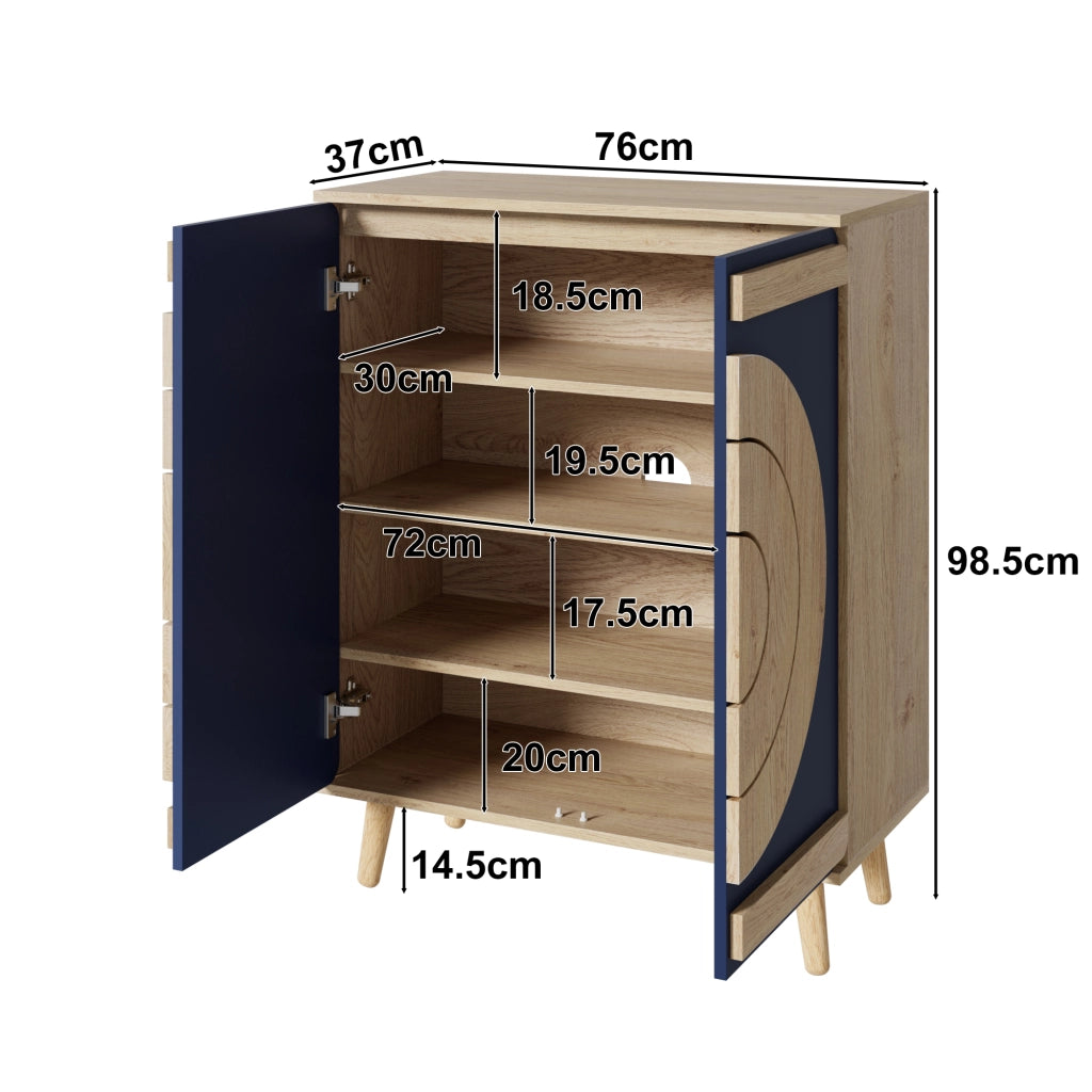 OKWISH Scarpiera con Vani Interni su Più Livelli e Ante Chiuse, per Ingresso o Corridoio, 76 x 37 x 98.5 cm