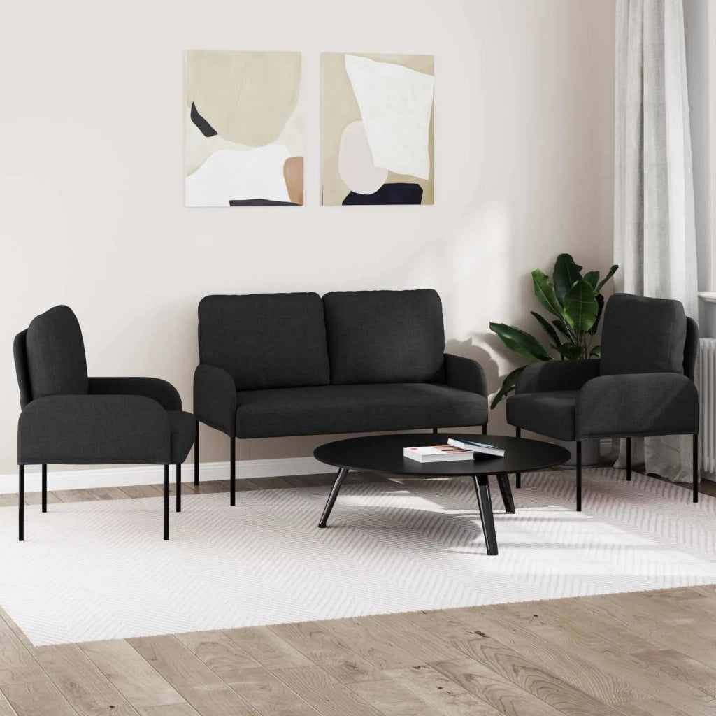 Set divani 3 pcs Nero 115 x 56 x 80 cm Legno compensato 3406210