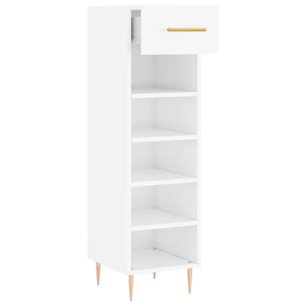 Scarpiera | Mobile per scarpe Bianco Lucido 30x35x105 cm in Legno Multistrato