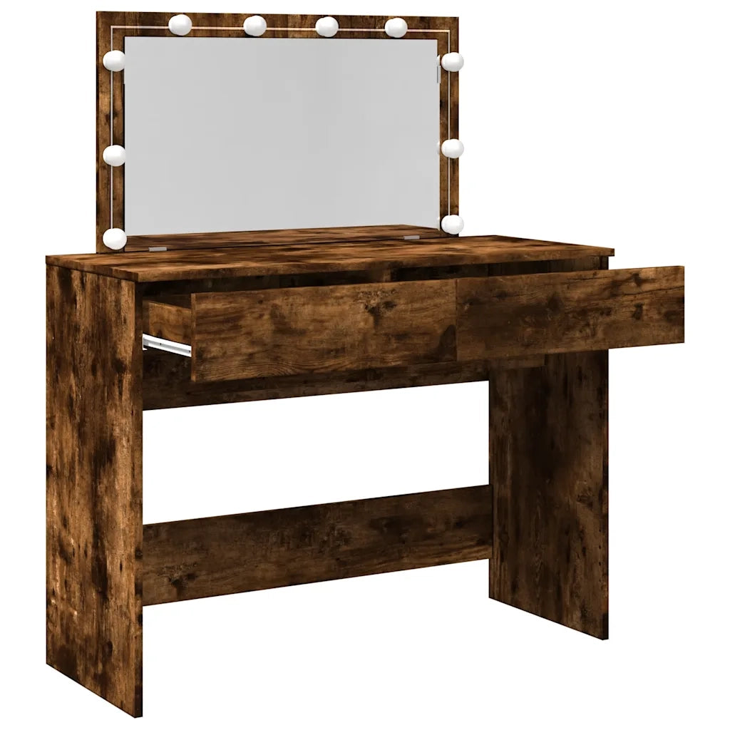 Toeletta | Tavolo da Trucco con LED Rovere Fumo 100x40x120 cm