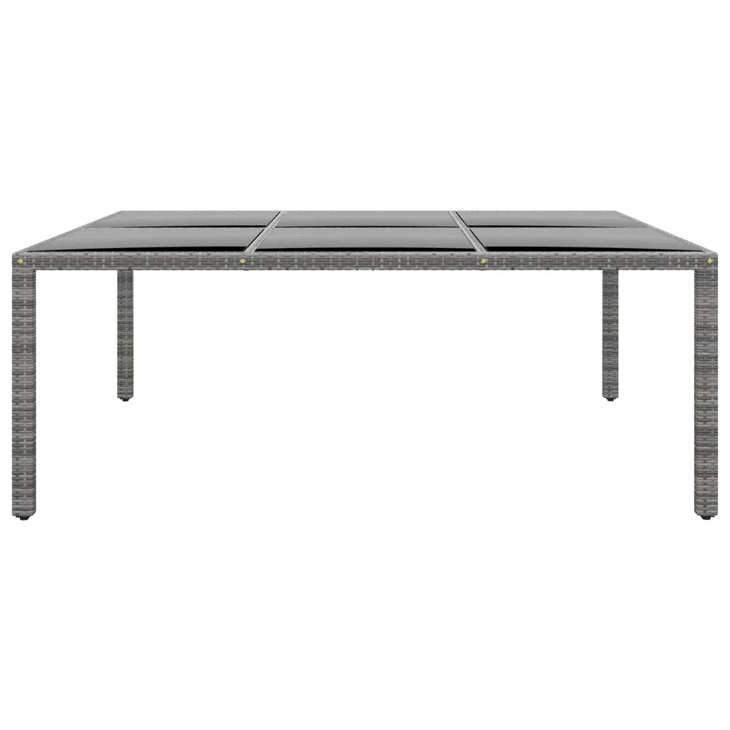 Tavolo Giardino 200x150x75 cm Vetro Temperato Polyrattan Grigio 310587