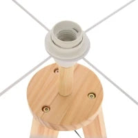 Lampada da Terra con Ripiano Intermedio Paralume in Lino Interruttore a Pedale Risparmio Energetico Altezza 154cm, Legno, 50x50x154 cm