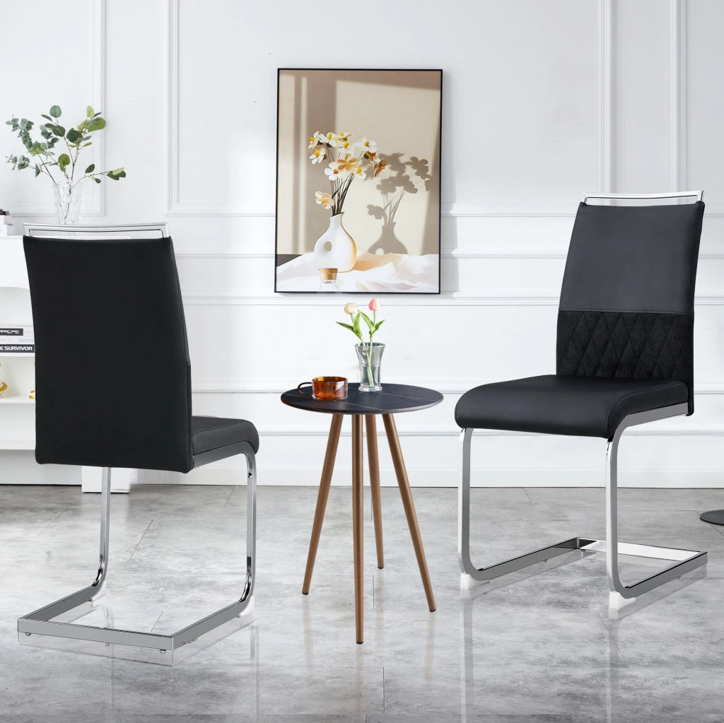 Sedia moderna ergonomica in metallo; schienale in PU e lino; nero