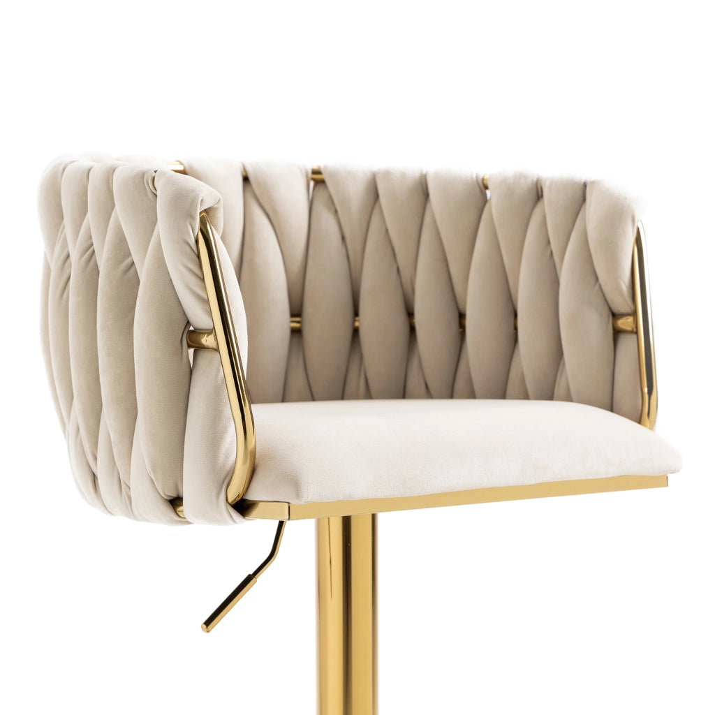 SGABELLO BAR Girevole Regolabile 53x51x87-105 cm Velluto Avorio