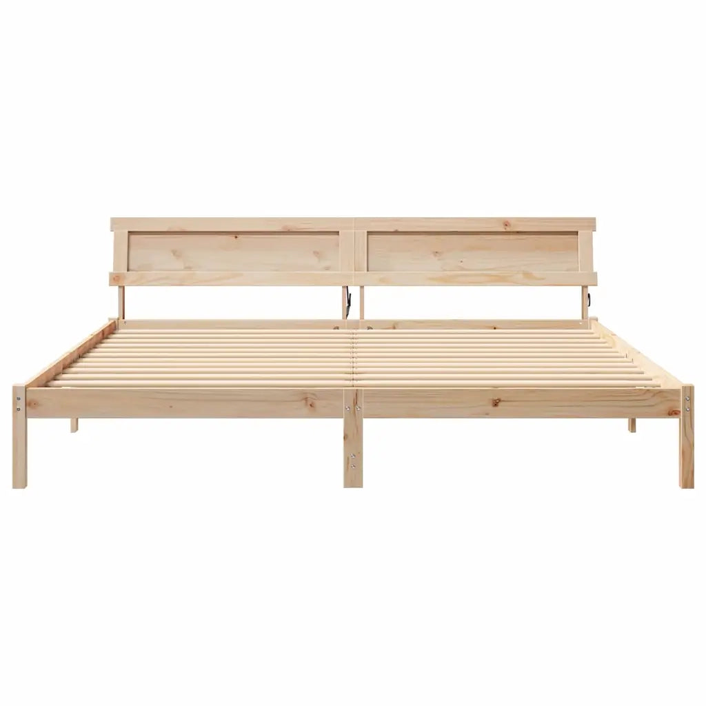 Struttura del letto-Giroletto Marrone 200 x 200 cm Legno di pino massello