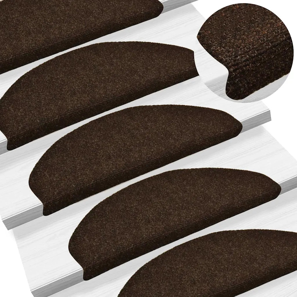 Tappetini per scale autoadesivi 10 pz 65x21x4 cm marrone semicircolari grandi 149713