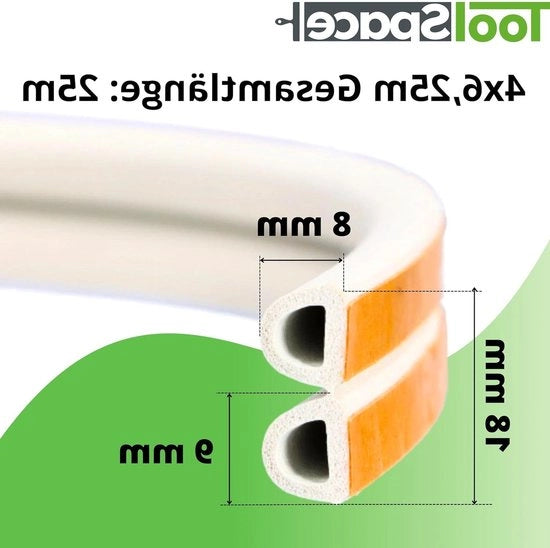 Trazzera per porte Striscia a secco per sigillatura 25m Profilo D bianco Sigillatura porta Sigillatura finestra Sigillatura anti-insetto Striscia di sigillatura in gomma Striscia di sigillatura schiuma.