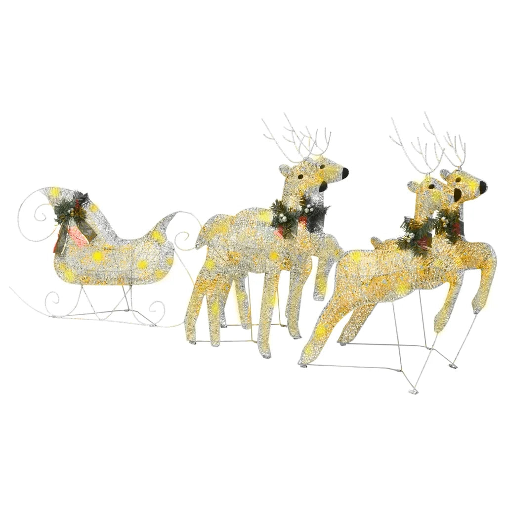 Renne e Slitta Decorazione Natalizia per Esterni 100 LED Oro 329830