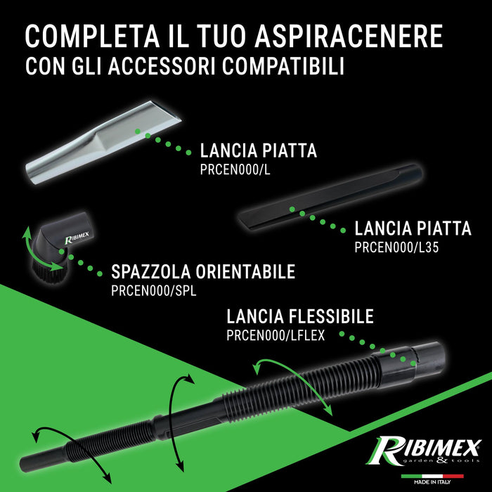 Aspiracenere Elettrico Minicen 800 Watt con Filtro HEPA Lavabile Bidone in Acciaio 10 Litri per Stufe e Camini Ribimex