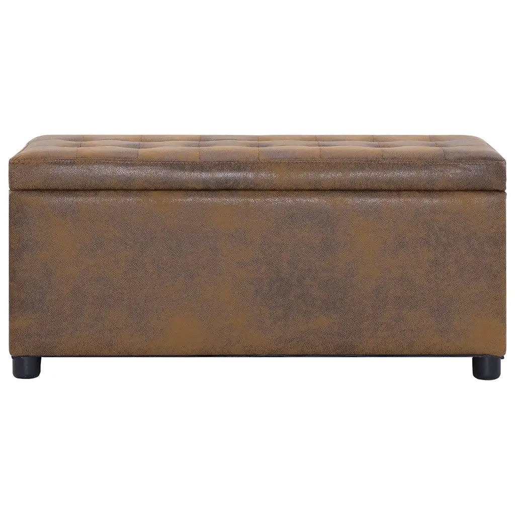 Cassapanca-Panca con Contenitore-Baule 87,5 cm Marrone in Similpelle Scamosciata