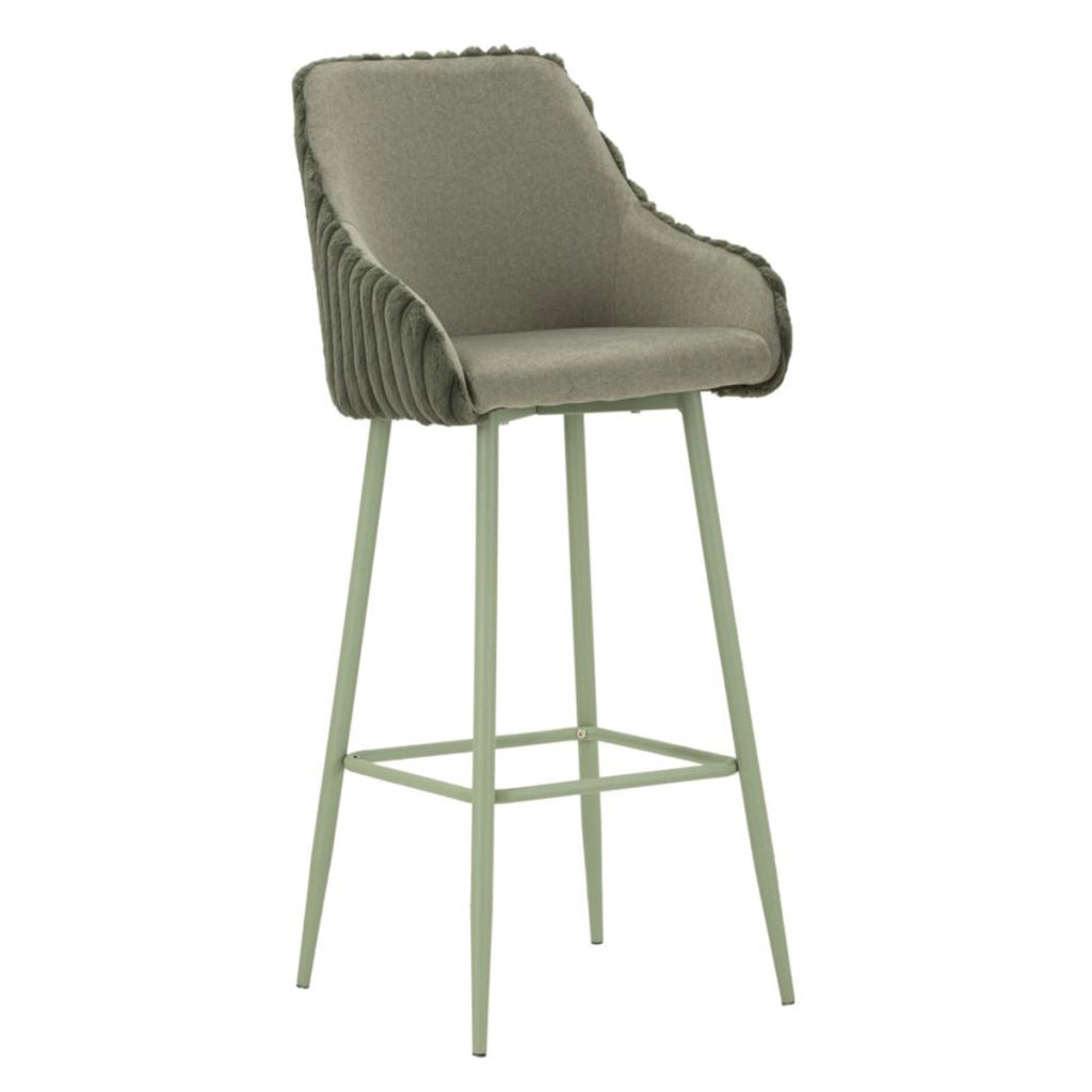Set di 2 Sgabelli Alti VKH882, Verde, Poliestere, 52x46x111 cm