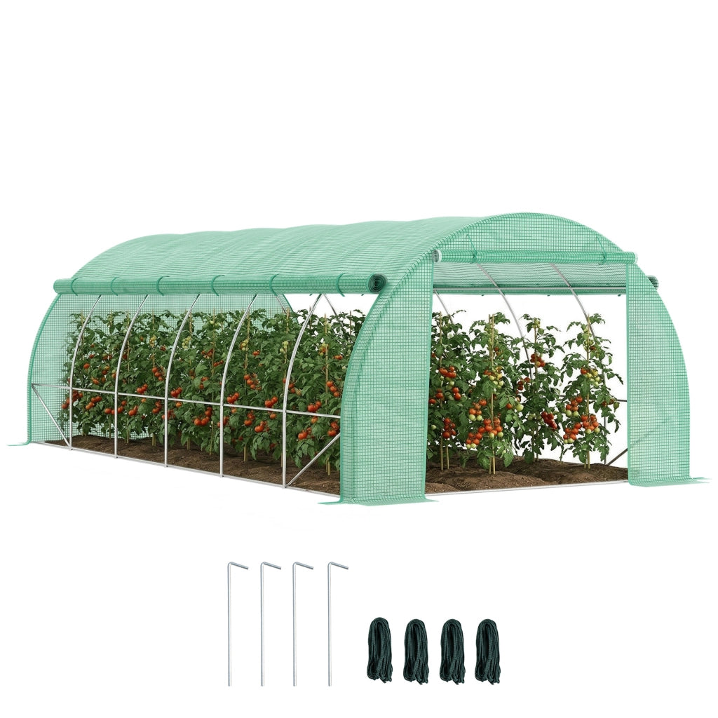 Serra da giardino tunnel 18 m2 ¨C zephmum ¨C verde 4x3x2 m con porta e 12 finestre