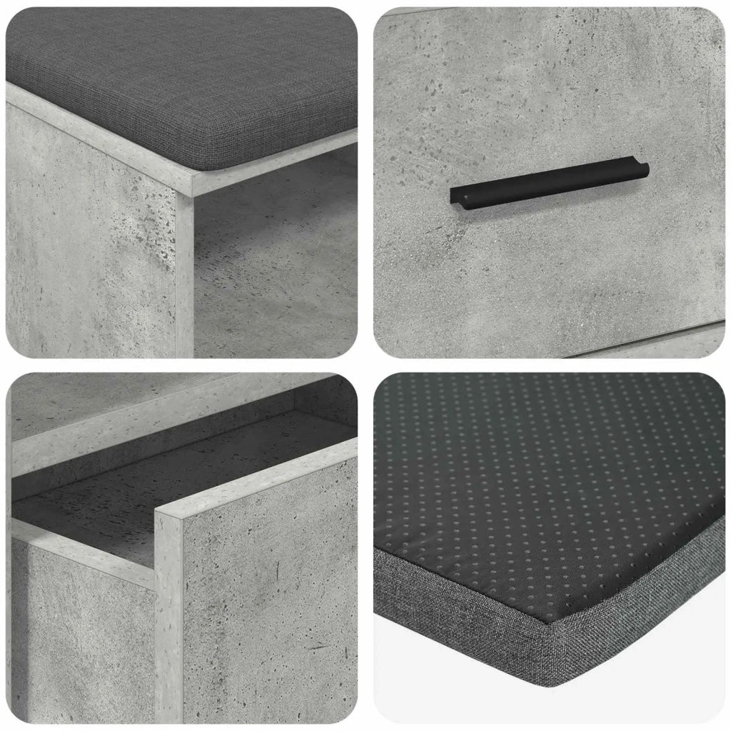 Panca per ingresso con cuscino-Sgabello-Panca da Corridoio Grigio cemento 100 x 38 x 46 cm 224531