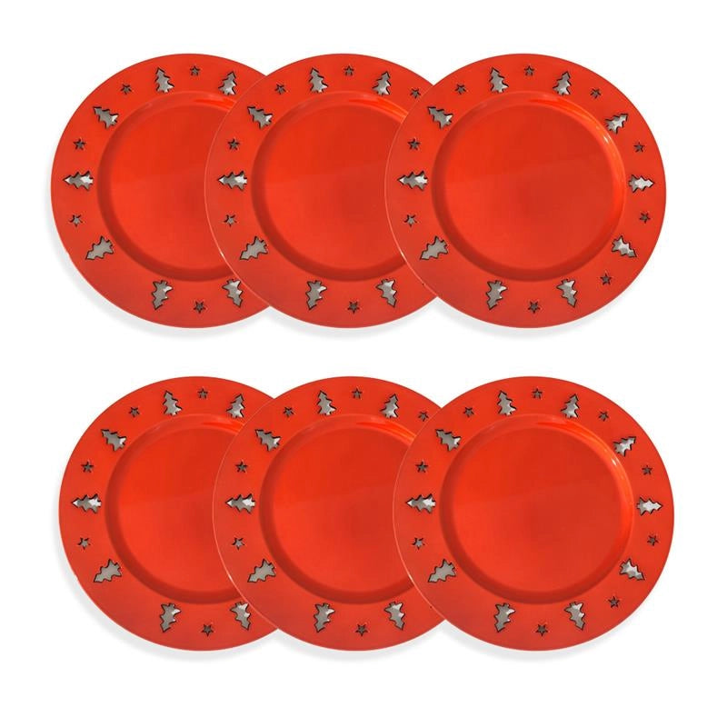 MA MAISON SET 6PZ SOTTOPIATTO CON ALBERI DI NATALE COLORE ROSSO - DIAMETRO 33 CM